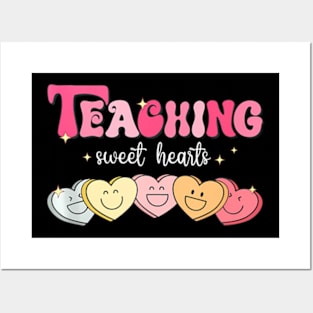 Teaching Sweethearts Retro Groovy 70S Hearts Valentines Day Posters and Art